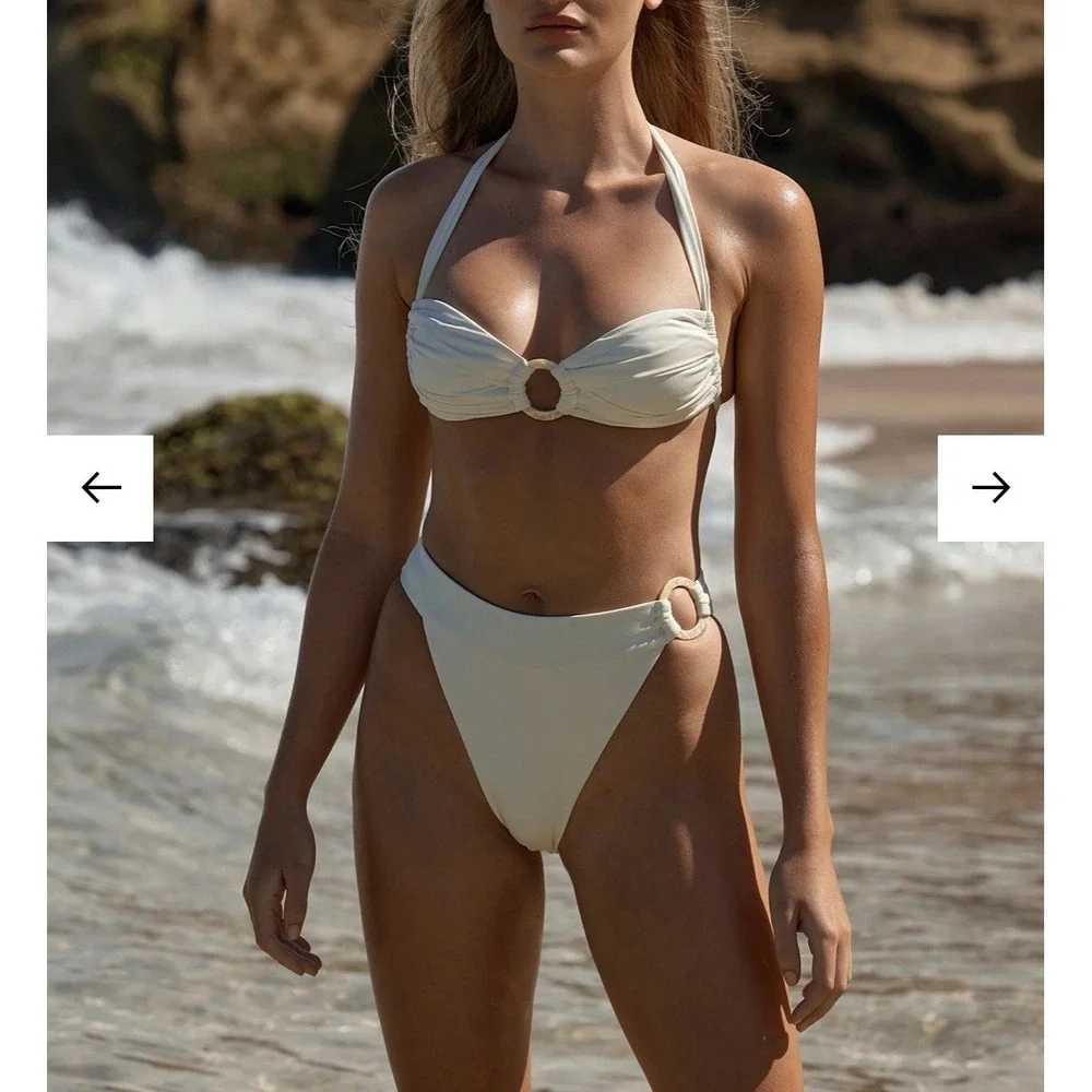 Monday Swimwear ANTIGUA BOTTOM - IVORY BOUCLE- Size V….b15